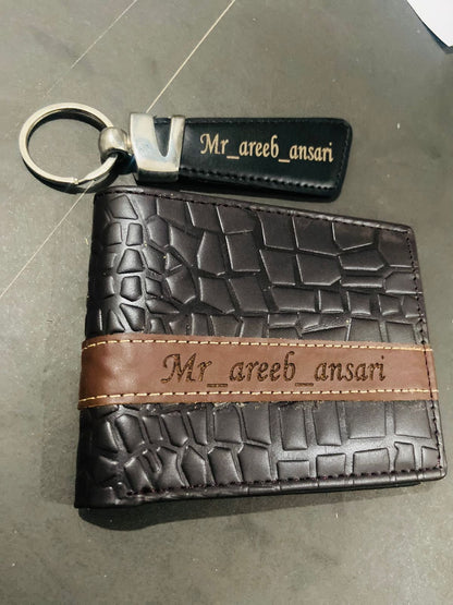 Beautiful Wallet + Keychain with Your Name on it with Beautiful Box