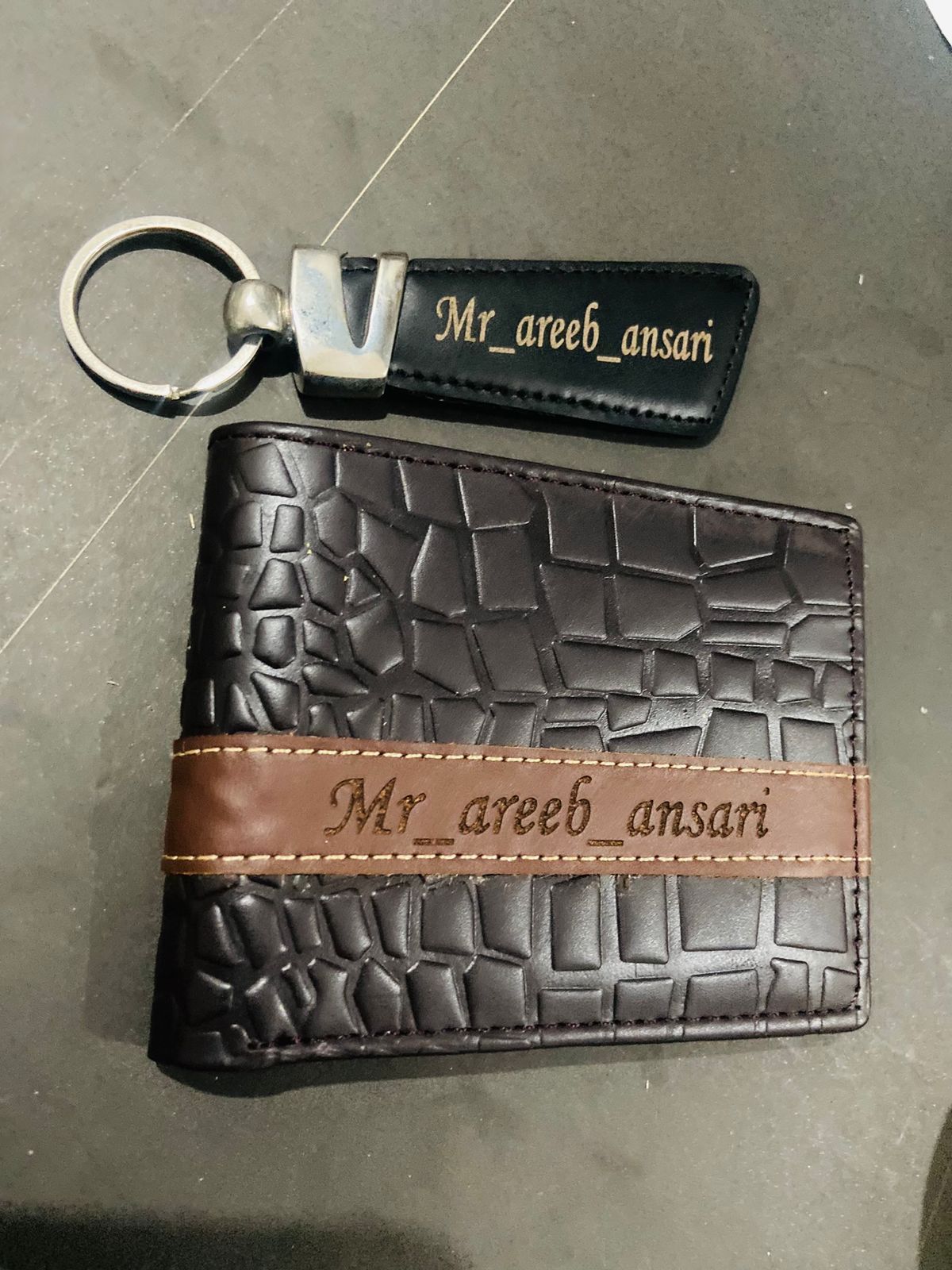 Beautiful Wallet + Keychain with Your Name on it with Beautiful Box