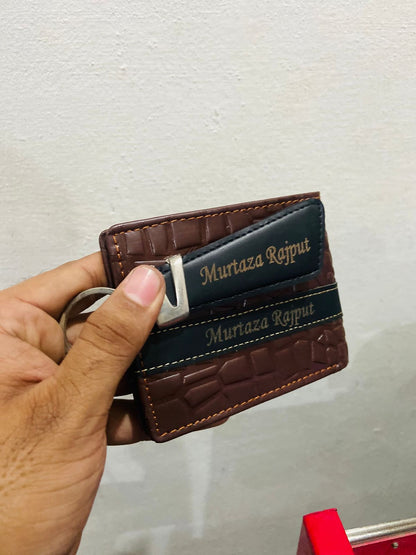 Beautiful Wallet + Keychain with Your Name on it with Beautiful Box