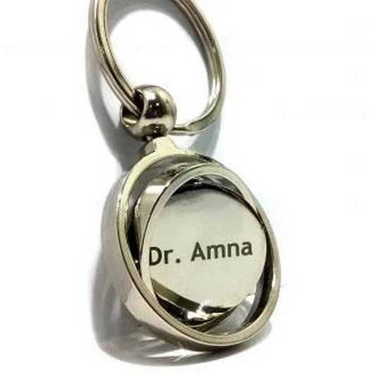 Customized Name/Logo Global Metallic 360 Rotatable Keychain For, Car Key Ring, Business Key Ring