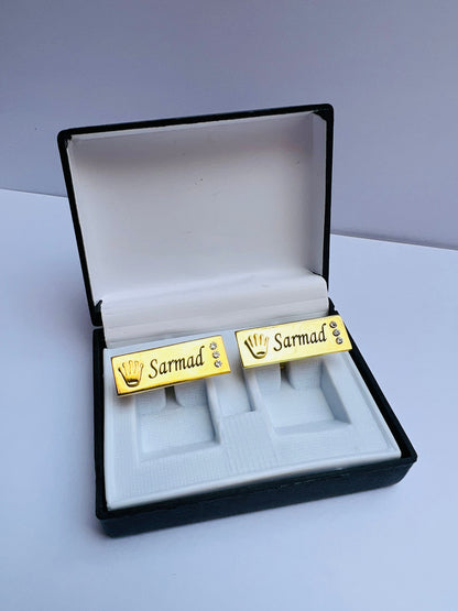 Customize Crown Engraved Name Cufflinks