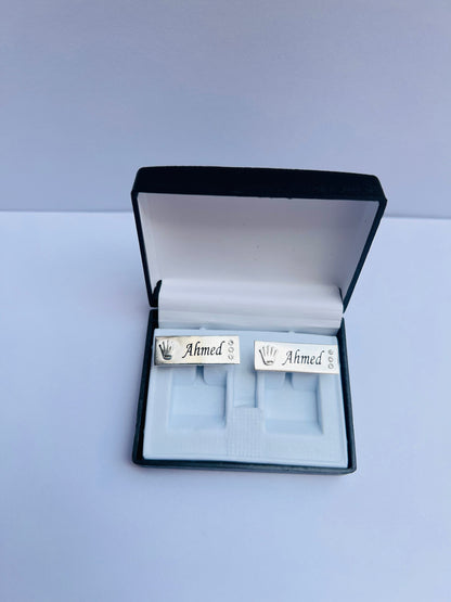 Customize Crown Engraved Name Cufflinks