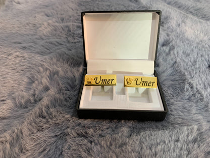 Customize Crown Engraved Name Cufflinks